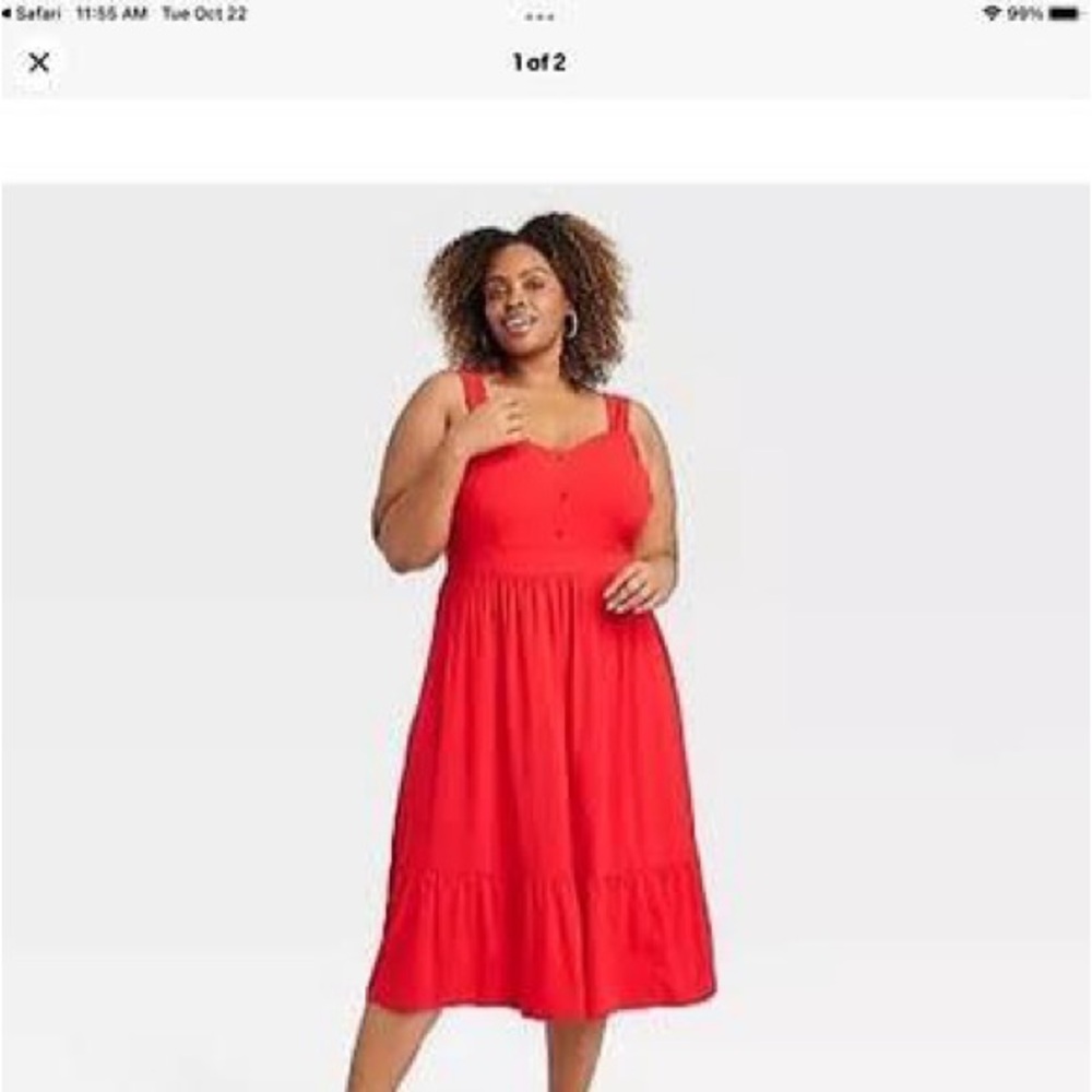 Ava & Viv Bold Red Sleeveless Midi Dress